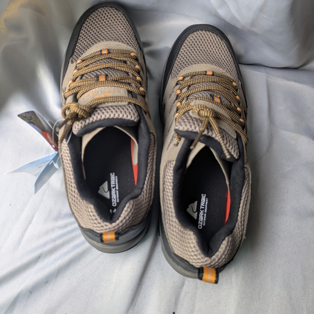 Ozark Trail Men's Taupe and Orange Mesh Trail Sneakers